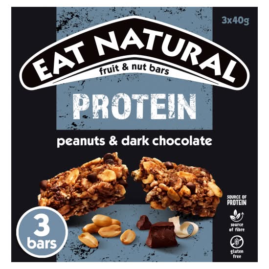 Eat Natural Peanuts-Chocolate, Protein Peanuts & Dark Chocolate Fruit & Nut Bars (3 pack)
