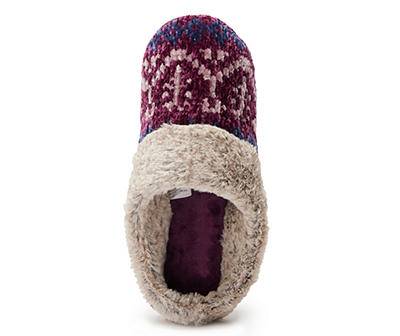 DF by Dearfoams Women's Fair Isle Chenille Clog Slipper, Large (9-10), Purple & White