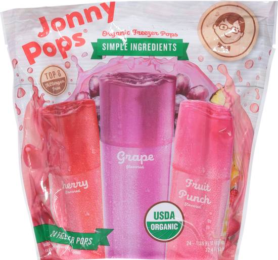 Jonnypops Organic Freezer Pops Variety pack (grape-cherry-fruit punch )