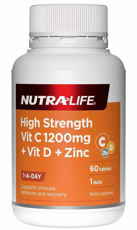 Nutra-Life High Strength Vit C 1200mg + Vit D + Zinc Tablets 60s