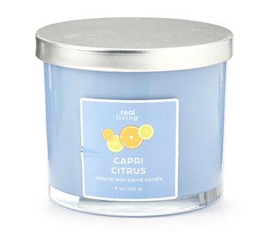 Capri Citrus 2-Wick Blue Colored Glass Candle, 9 Oz.