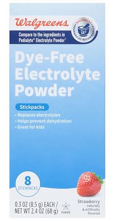 Walgreens Dye Free Electrolyte Powder, Strawberry (2.4 oz, 8 ct)
