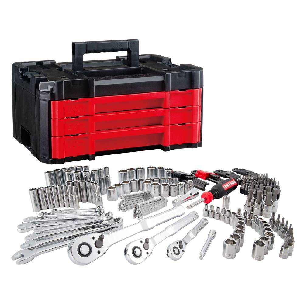 CRAFTSMAN VERSASTACK 230-Piece Standard (SAE) and Metric Polished Chrome Mechanics Tool Set with Hard Case | CMMT45306