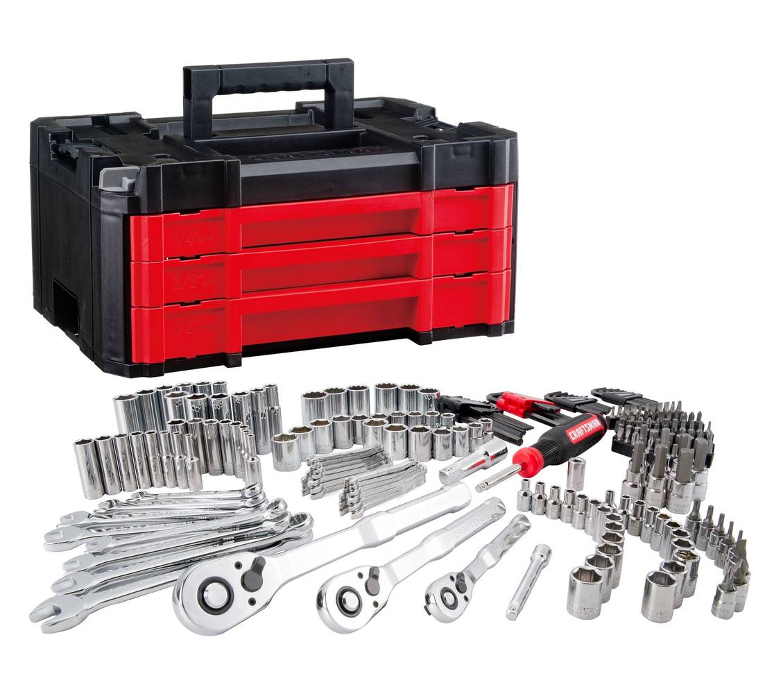 CRAFTSMAN VERSASTACK 230-Piece Standard (SAE) and Metric Polished Chrome Mechanics Tool Set with Hard Case | CMMT45306