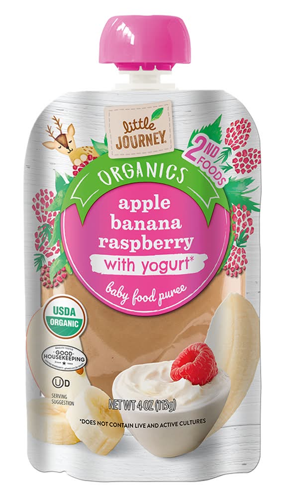 Little Journey Apple Banana Raspberry Yogurt Baby Food Puree