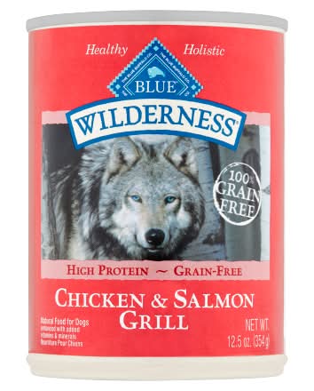 Blue Buffalo Wilderness Wet Dog Food, Chicken & Salmon Grill, Adult (12.5 oz)