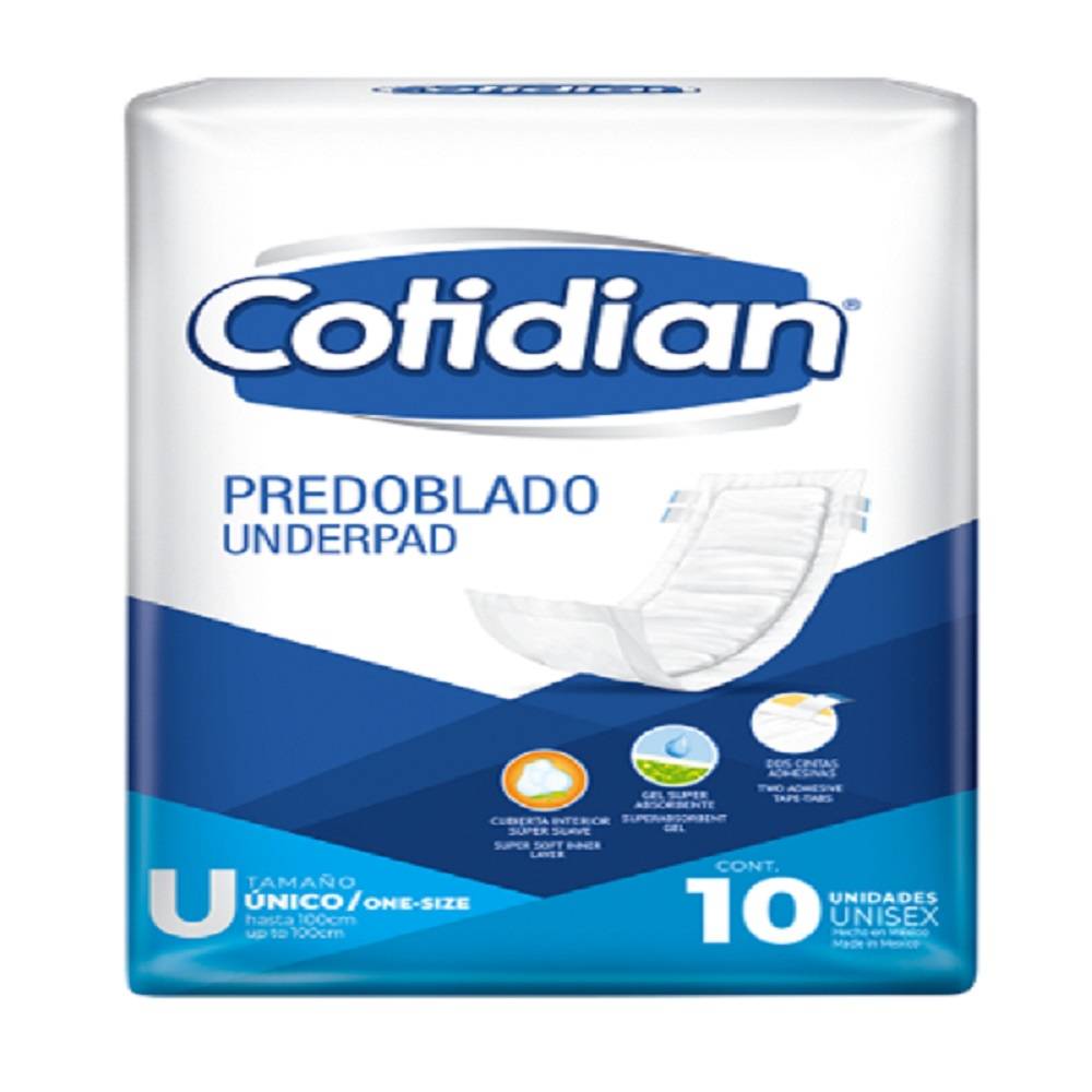 Cotidian protectores para adulto predoblado unitalla (10 piezas)