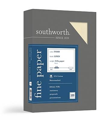 Southworth Fine Paper, 8.5 x 11, 24 lb., Linen-Finish, Ivory 500/Box (564C)