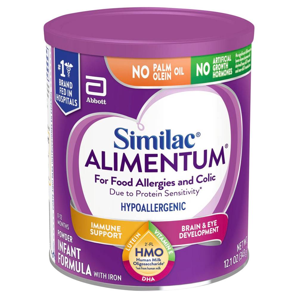 Similac Alimentum Hypoallergenic For Food Allergies and Colic 0-12 Months Infant Formula With Iron Powder (12.1 oz)