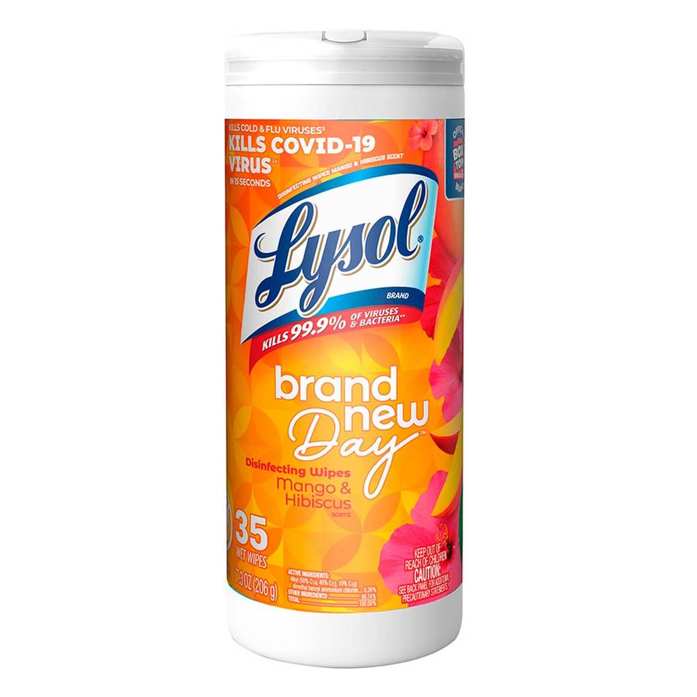 Lysol · Brand new day toallitas desinfectantes para superficies, mango-hibisco (35 un)