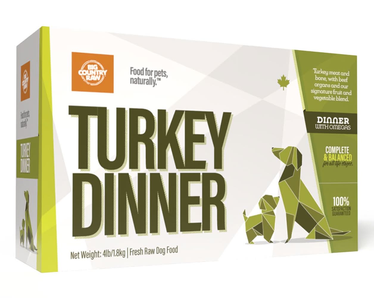 Big Country Raw Turkey Dinner Carton Dog Food, 4 lb