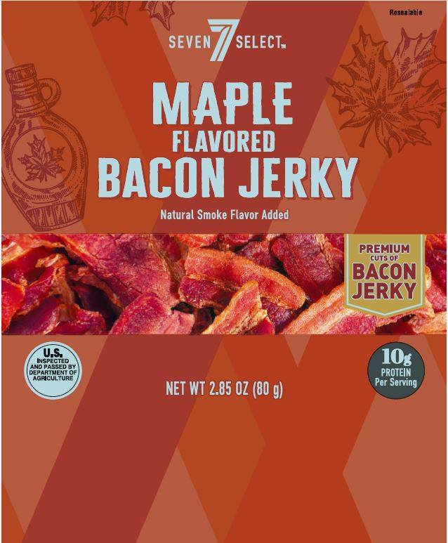 7-Select Premium Bacon Jerky Meat Snacks, Maple (2.85 oz)