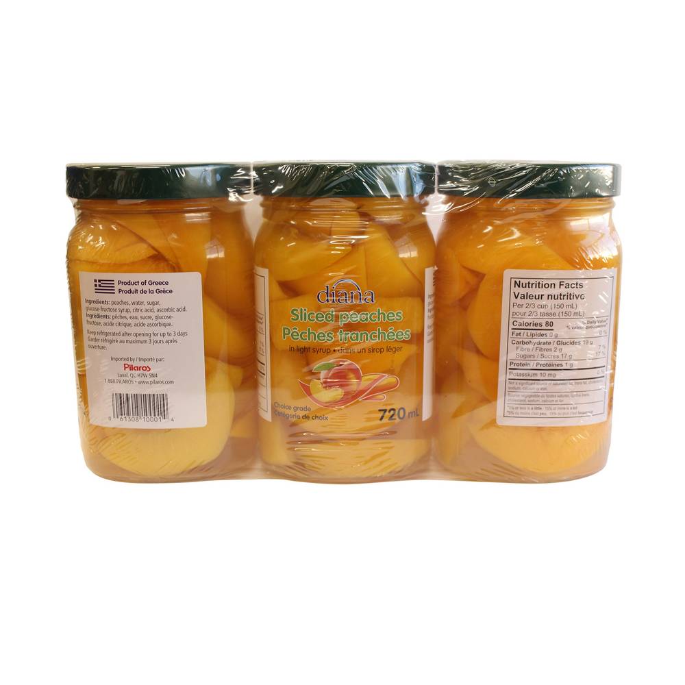 Diana Sliced Peaches In Light Syrup, 3 X 720 Ml