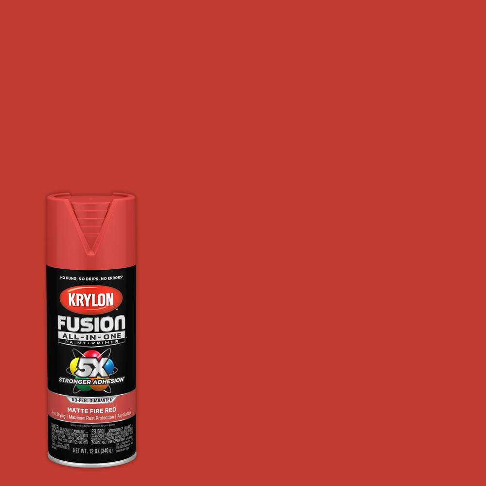 Krylon Fusion All-In-One Matte Fire Red Spray Paint and Primer In One (NET WT. 12-oz) | K02756007