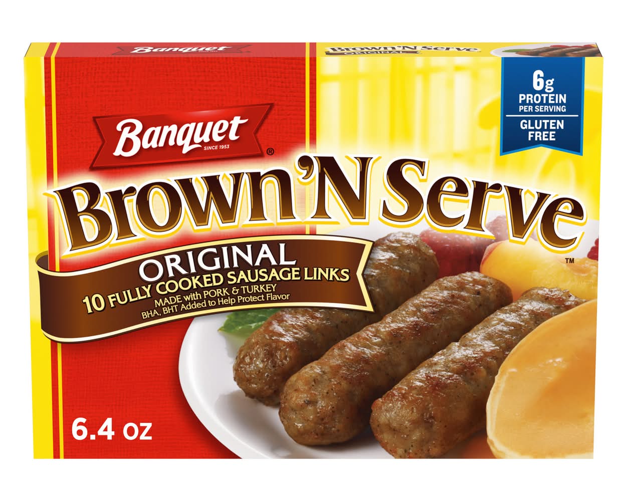 Banquet Brown 'N Serve Fully Cooked Sausage Links, Original (6.4 oz)