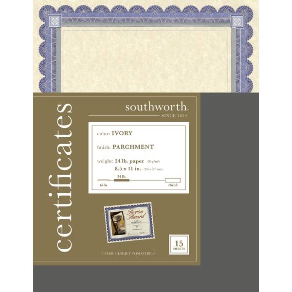 Southworth Ivory/Silver/Blue Foil Enhanced Preprinted Certificate Refills