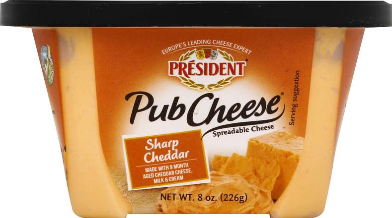 President Sharp Cheddar Spreadable Pub Cheese