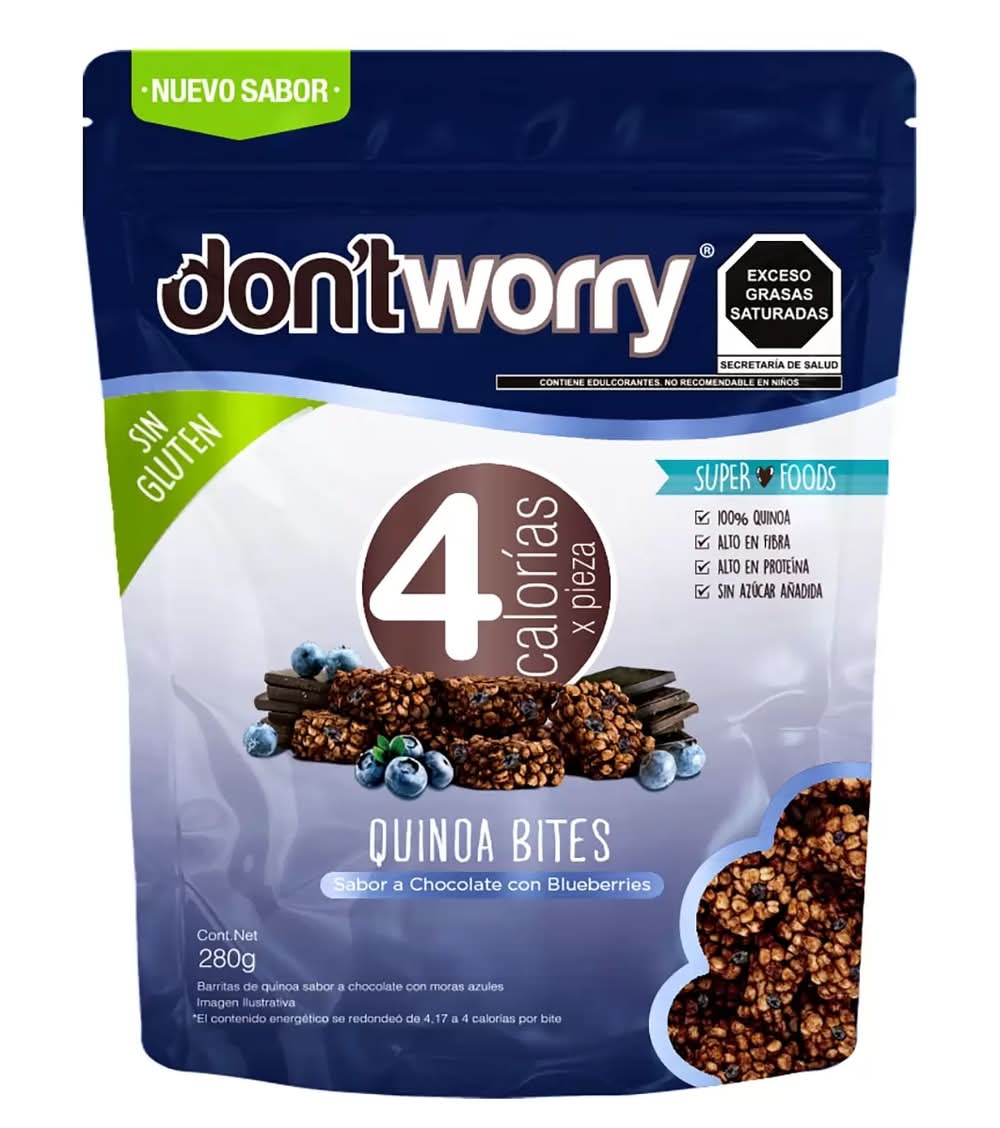 Don't Worry · Quinoa bites libre de gluten, chocolate-blueberries (280 g)