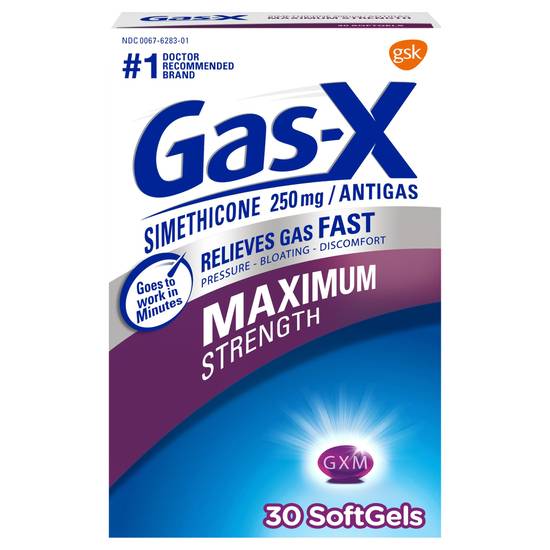 Gas-X Maximum Strength Gas Relief Softgels With Simethicone 250 Mg/Antigas (30 ct)