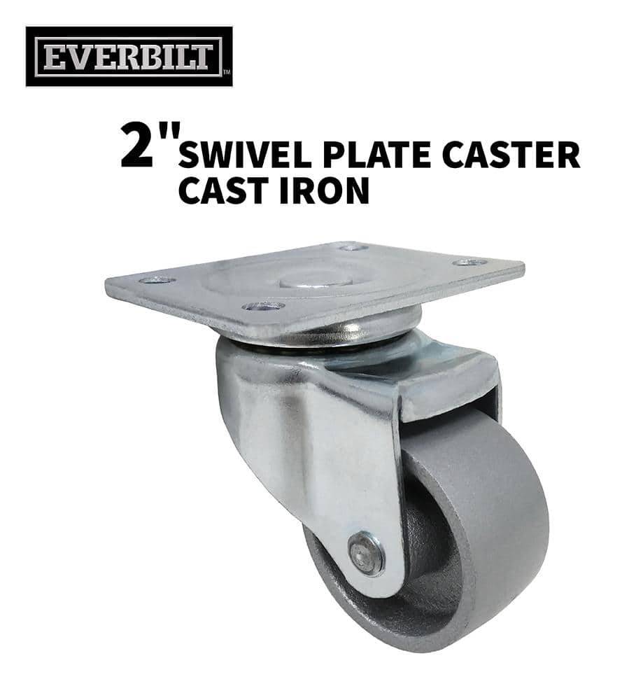 Everbilt 2 In. Gray Cast Iron Swivel Plate Caster With 150 Lbs. Load Rating