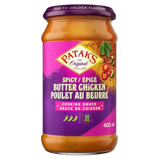 Patak's · Sauce épicée de cuisson au poulet au beurre (400 ml) - Spicy butter chicken cooking sauce (400 mL)