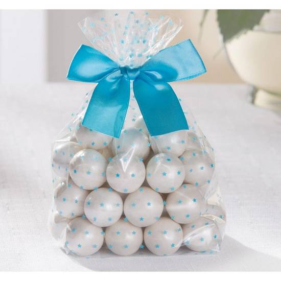 Blue Polka Dot Treat Bags with Bows 12ct