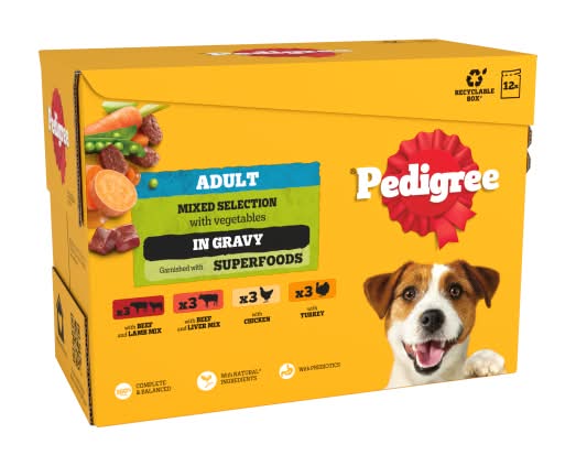 Pedigree Adult Wet Dog Food Pouches Mixed in Gravy (12 pack)