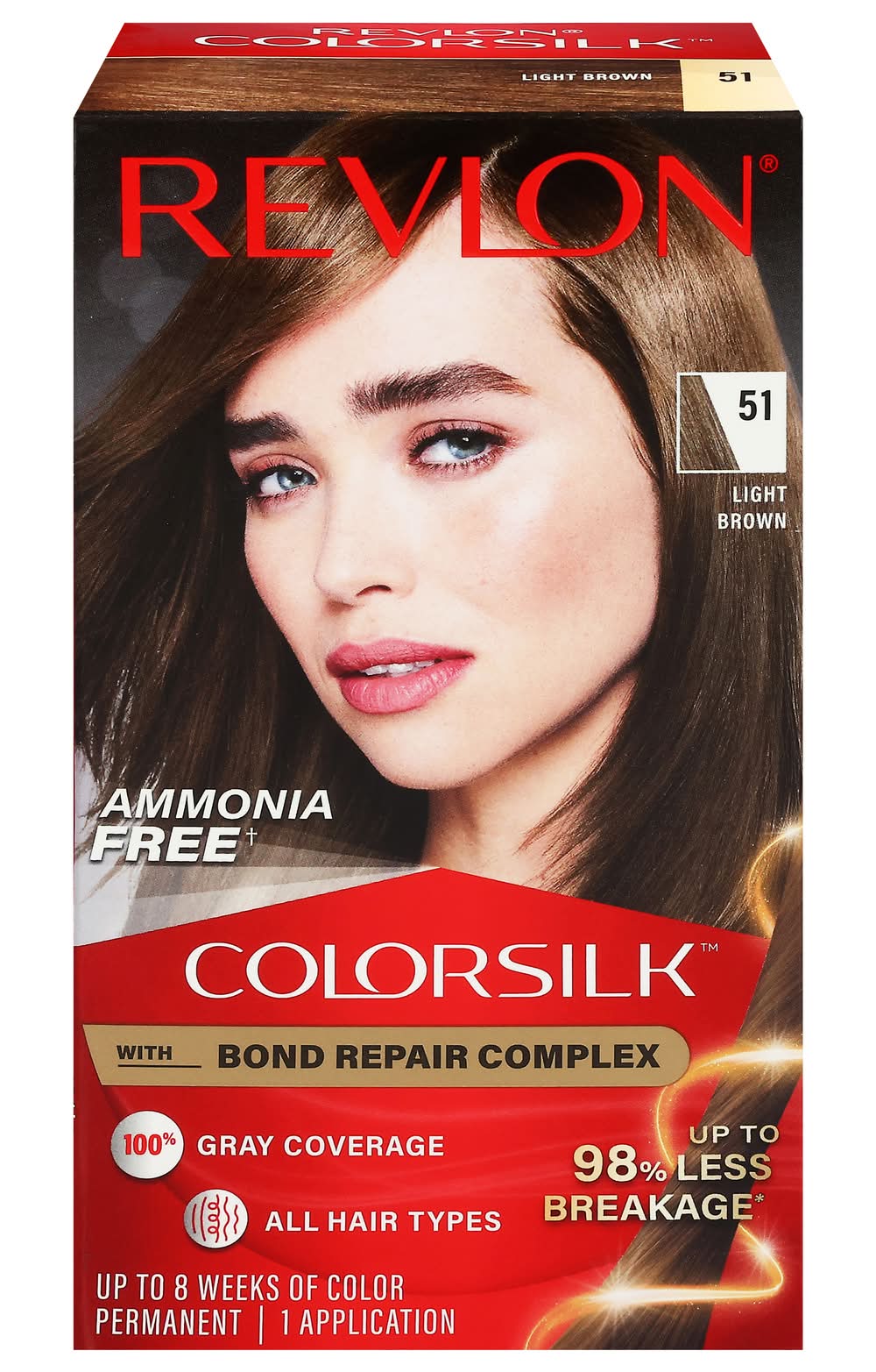 Revlon Colorsilk Vegan Keratin Permanent Hair Color, Light Brown 51