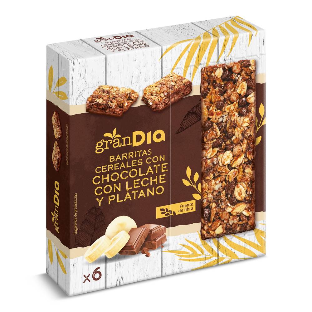 Barritas De Cereales Plátano Y Chocolate Con Leche Gran Dia Caja 150 G