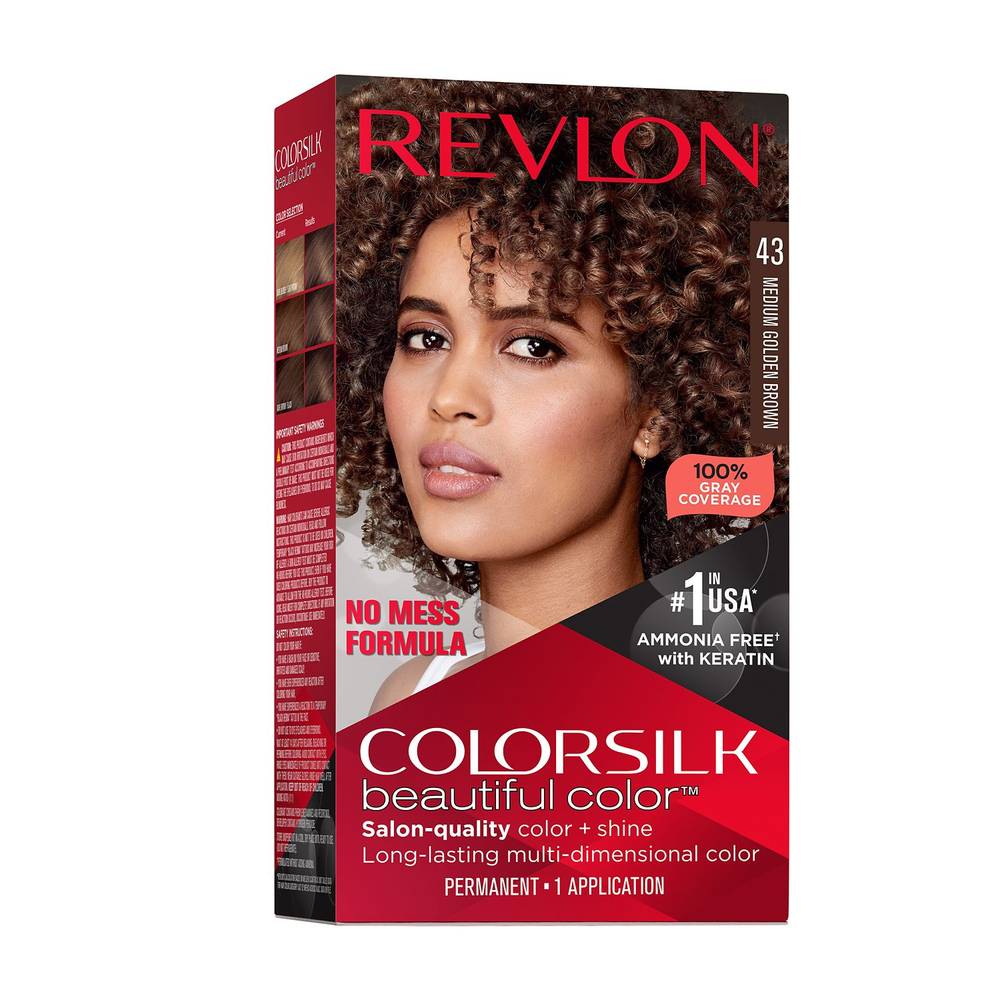 Revlon Colorsilk Beautiful Color Permanent Hair Color, 043 Medium Golden Brown