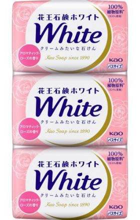 花王石鹸ホワイトアロマティックローズバスサイズ１３０×３:4901301430229
