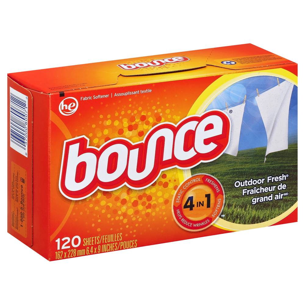 Bounce Fabric Softener Dryer Sheets, Outdoor Fresh (120 ct)