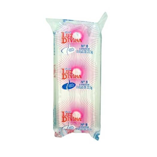 Luz divina vela branca n8 (8x23,5g)