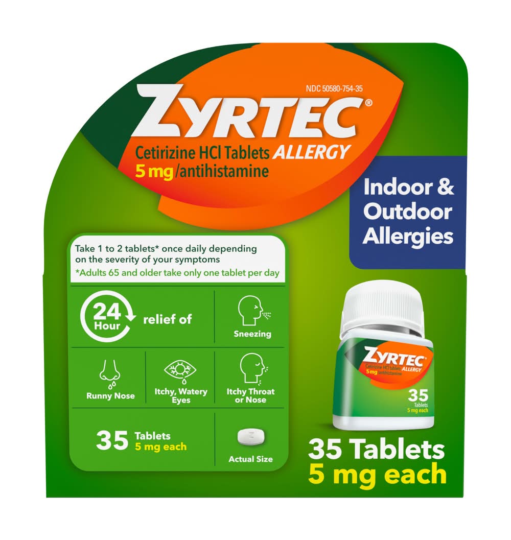 Zyrtec Indoor & Outdoor Allergy Relief Tablets With Cetirizine Hcl (35 ct)