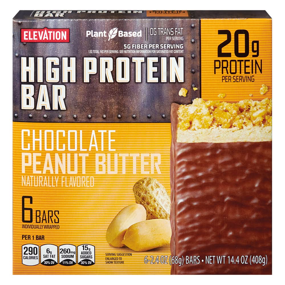 Elevation High Protein Bar, Chocolate Peanut Butter (6 x 2.4 oz)