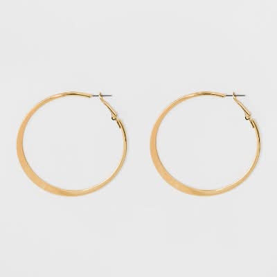 A New Day Knife Edge Hoop Earrings, L, Gold