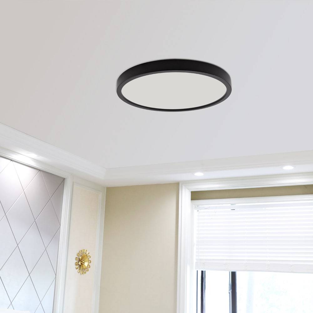 Project Source 1-Light 15-in Matte Black LED Flush Mount Light | MXL1070-L20K9027B