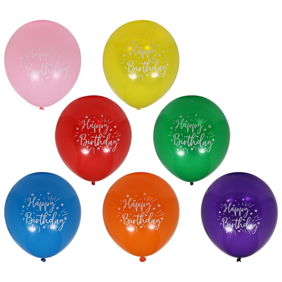 Happy Birthday Latex Balloons, 12 in, Assorted (12 ct)