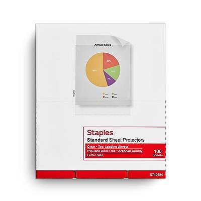 Staples Standard Weight Sheet Protectors, 8.5 x 11, Clear, 100/Box (10524)