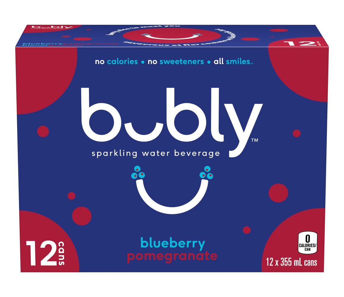 bubly Sparkling Water, Blueberry Pomegranate (12 x 355 ml)