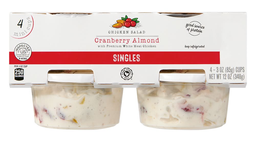 Park Street Deli Singles Mini Cup Chicken Salad, Cranberry Almond (4 x 3 oz)