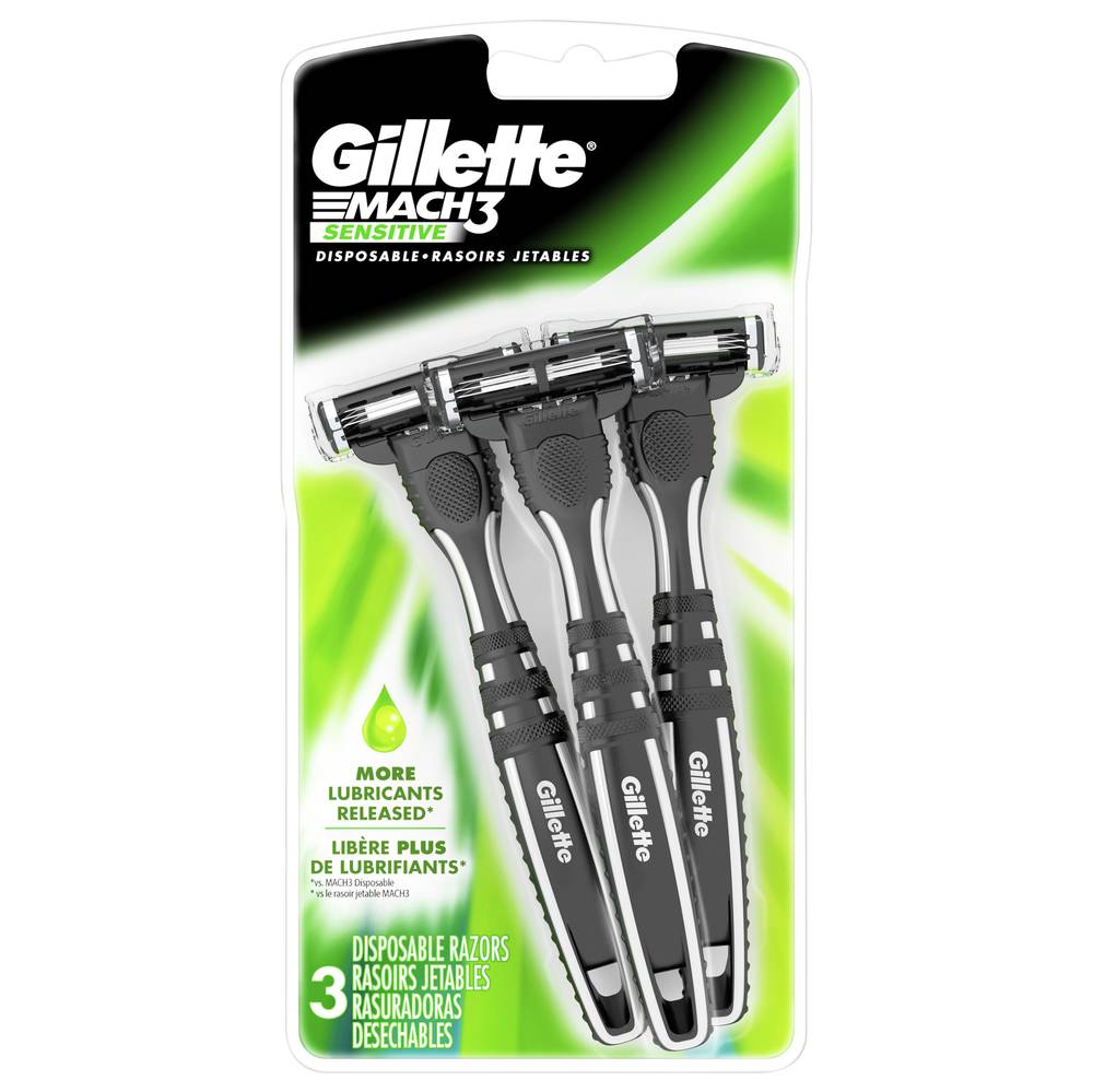 Gillette Mach 3 Sensitive Men’s Disposable Razors (3 ct)