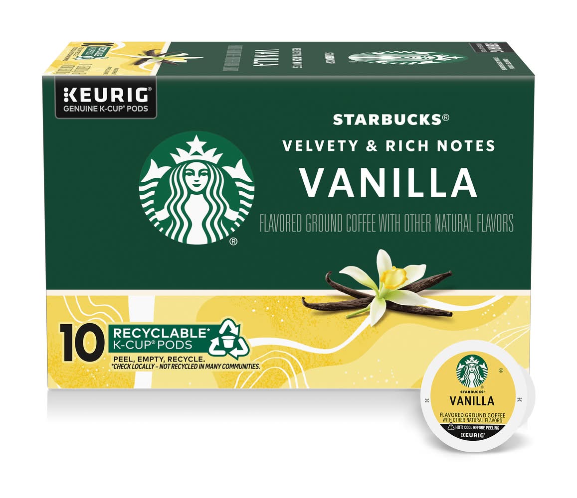 Starbucks Velvety & Rich Notes Ground K-Cup Coffee Pods, Vanilla (10 ct)