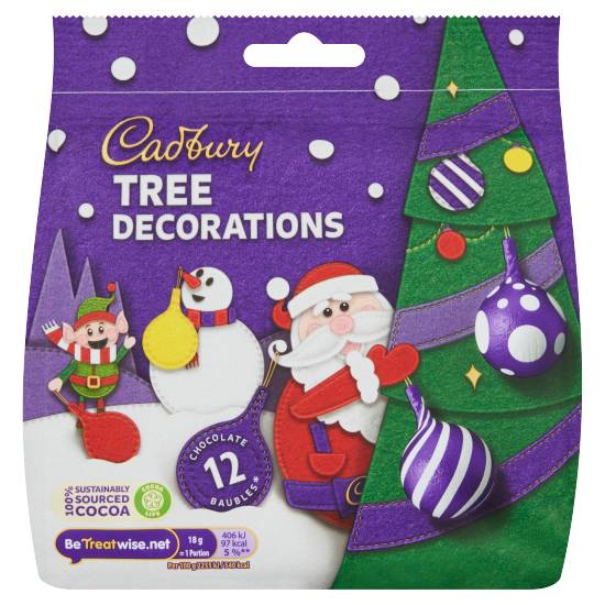 Cadbury Milk Chocolate Tree Bauble Decorations Bag (72g)