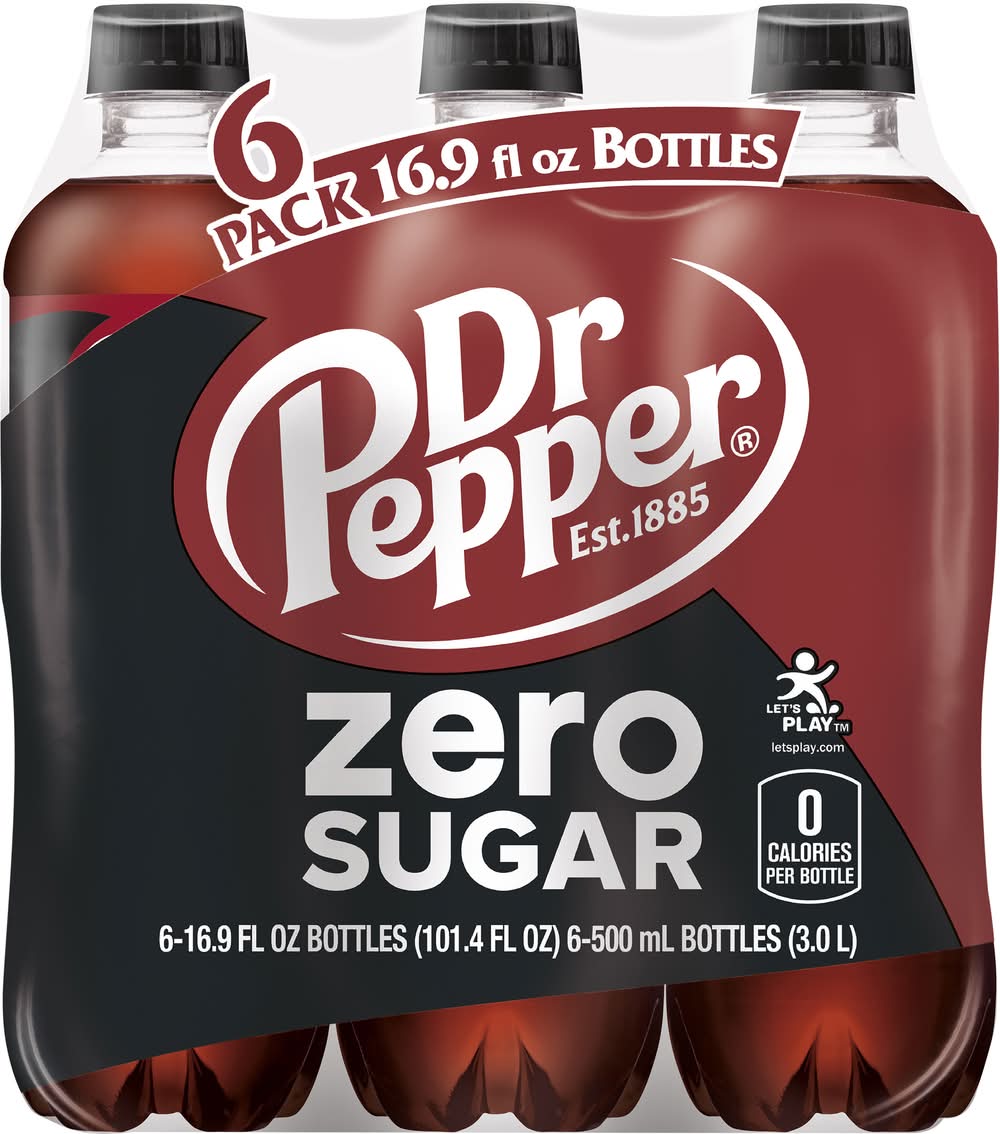 Dr Pepper Zero Sugar Soda (6 x 16.9 fl oz)