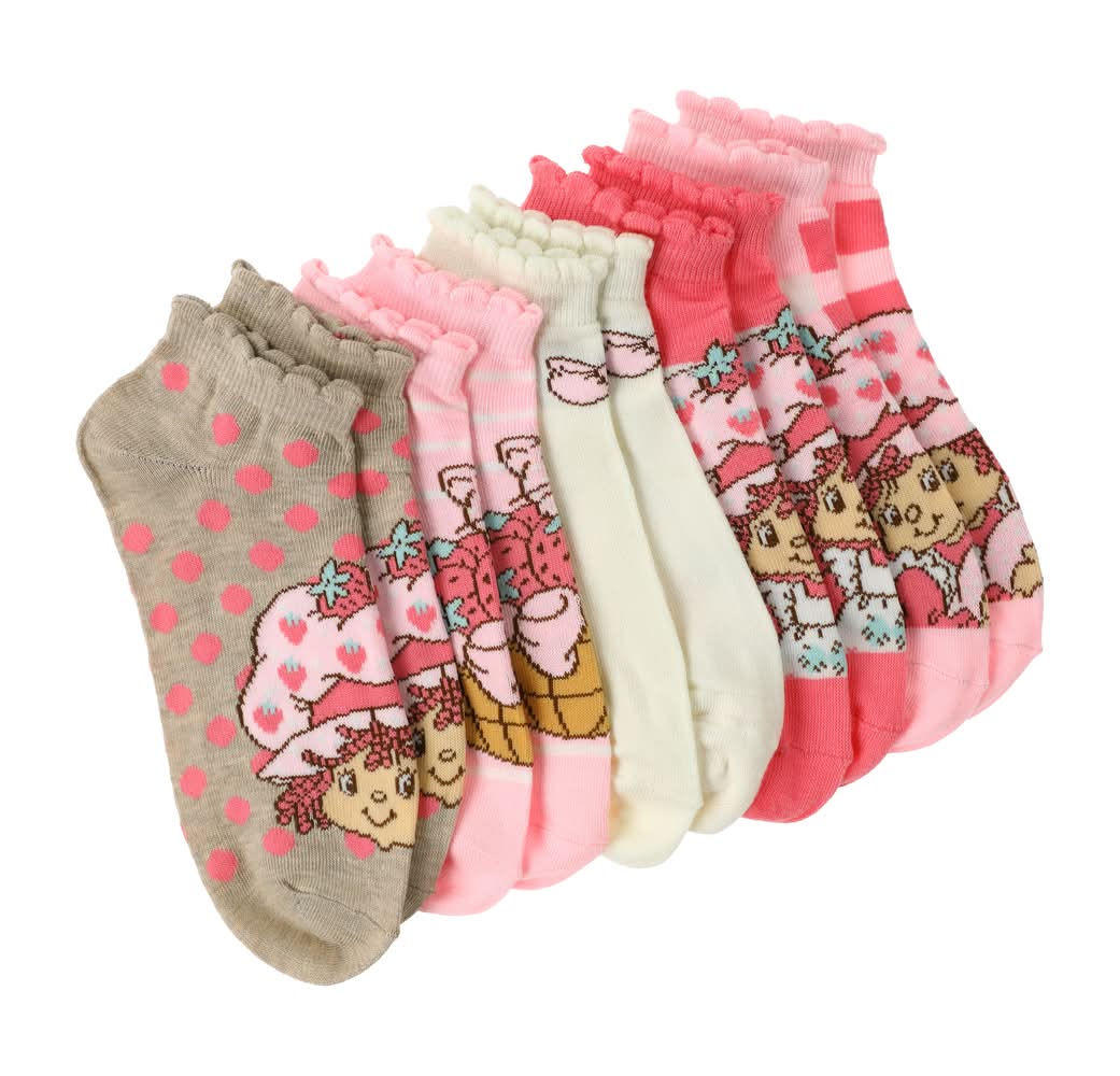 Branded No-Show Socks 5-Pack Strawberry Shortcake