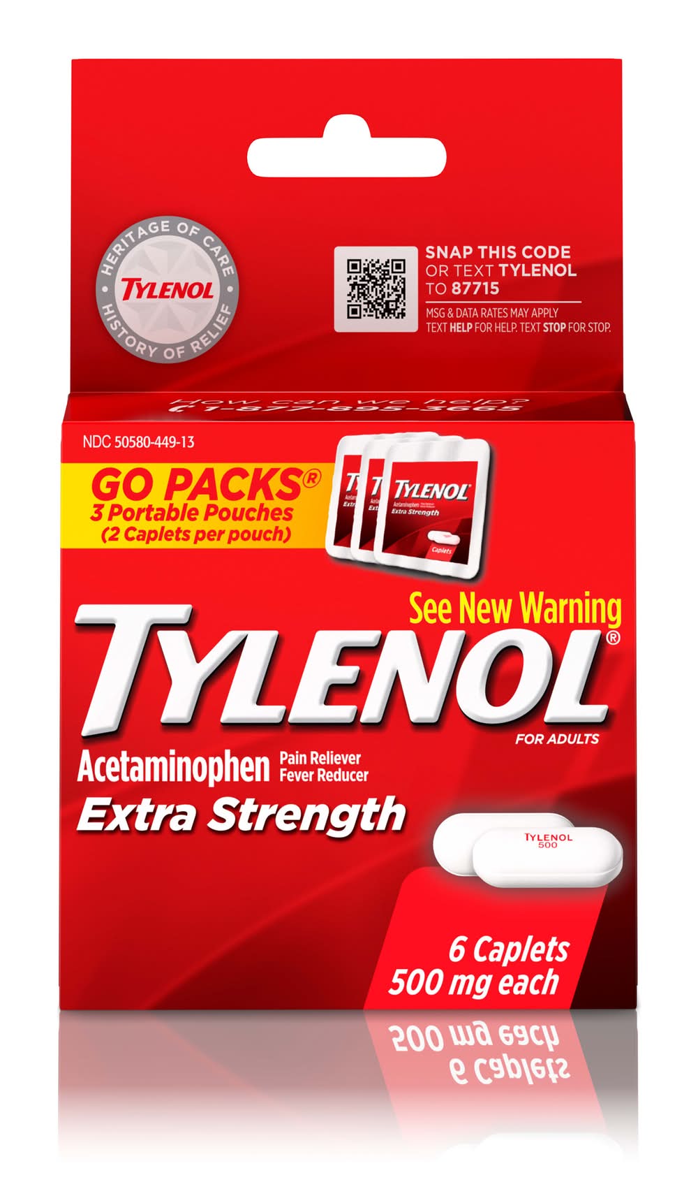 Tylenol Acetaminophen Extra Strength Pain Reliever Caplets (6 ct)