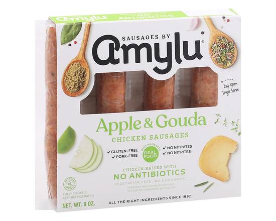 Amylu · Apple & Gouda Chicken Sausages (9 oz)