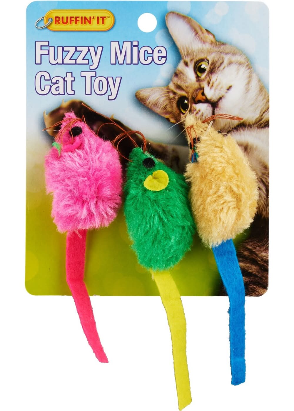 Pet Central Fuzzy Mice Cat Toys (3 ct) (Assorted)