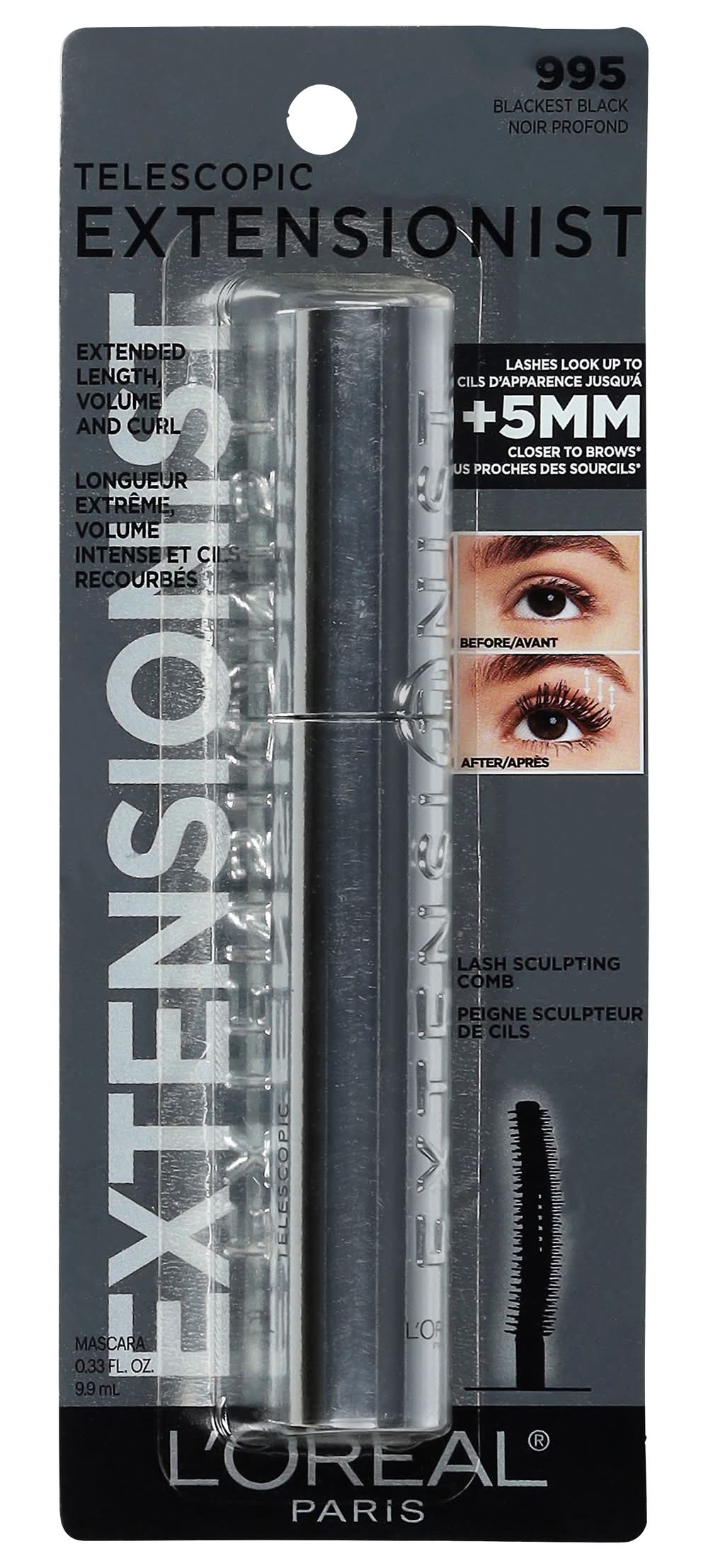 L'Oréal Paris Extensionist Washable Lengthening Mascara, Blackest Black (0.41 fl oz)